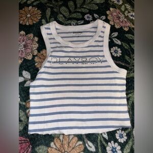PLAYBOY Blue and White Striped Tank